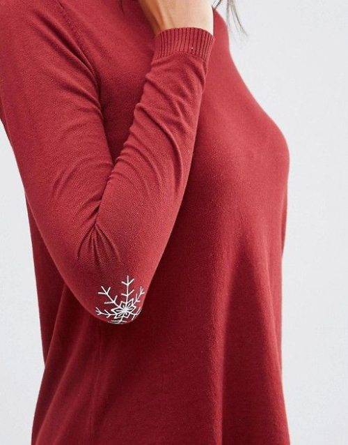 Red jumper with snowflake detail on the elbows - Women's Christmas jumper from ASOS