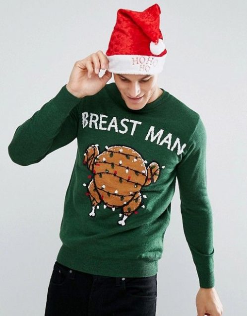 "Breast Man" Funny Christmas Jumper ⋆ Funny Christmas Jumpers, Green ...