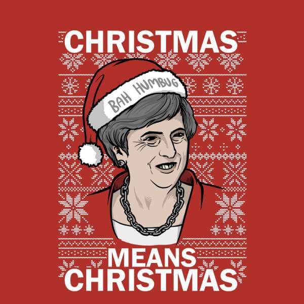 Christmas means Christmas Brexit design jumper, in red