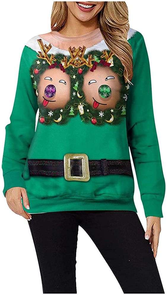 Boob design ugly Christmas jumper ⋆ , Green Christmas jumpers,  Reindeer design Christmas jumpers, Rude Christmas Jumpers ⋆ Christmas  Jumpers