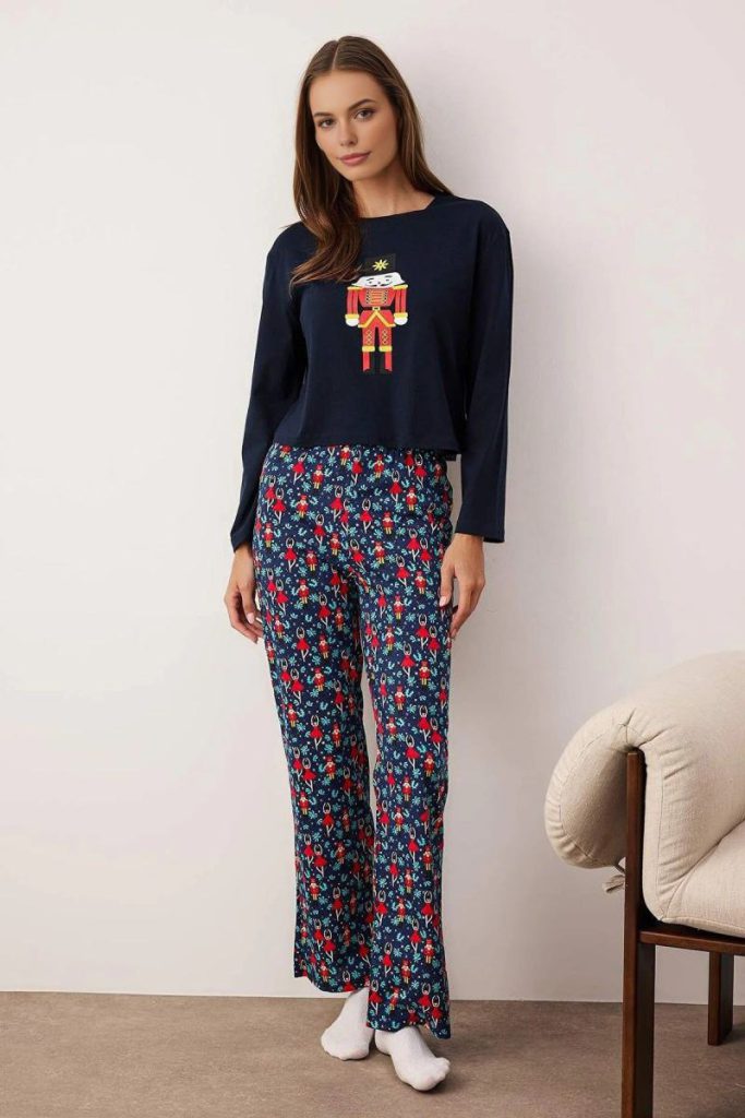 2-Piece Cotton Christmas Pyjama Set from Boohoo