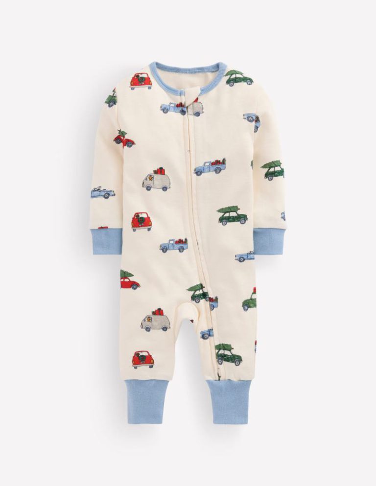 All-in-One Jersey Romper in Festive Cars from Boden
