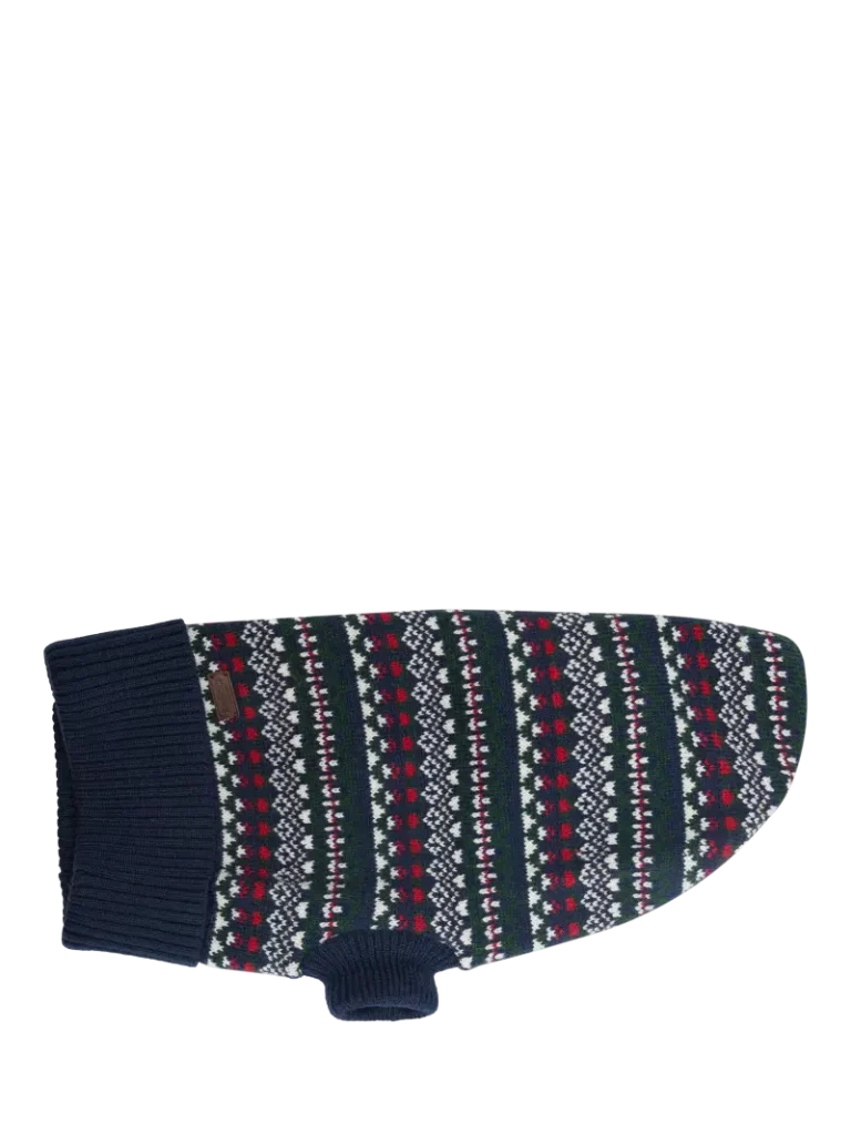 Barbour Marlow Fair Isle Dog Jumper, Blue Christmas jumper from John Lewis