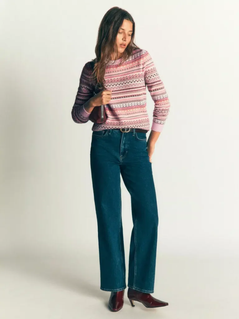Boden Edie Fair Isle Jumper, Pink Christmas jumper from John Lewis