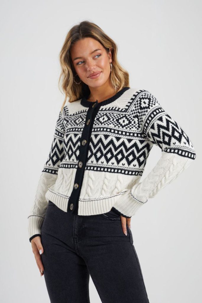 Button Through Fairisle Cable Knit Cardigan Christmas jumper from Debenhams