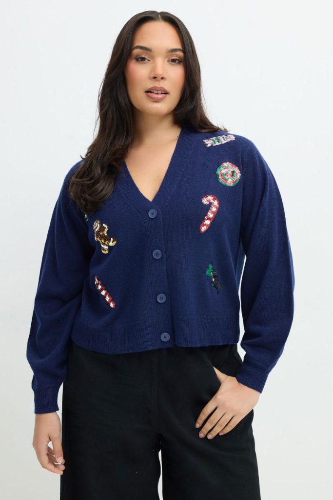 Christmas Sequin Sweet Cardigan from Boohoo