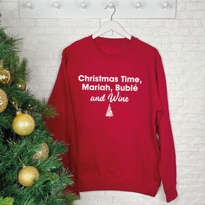 Christmas Time, Mariah, Bublé And Wine Christmas Jumper from Not On The High Street