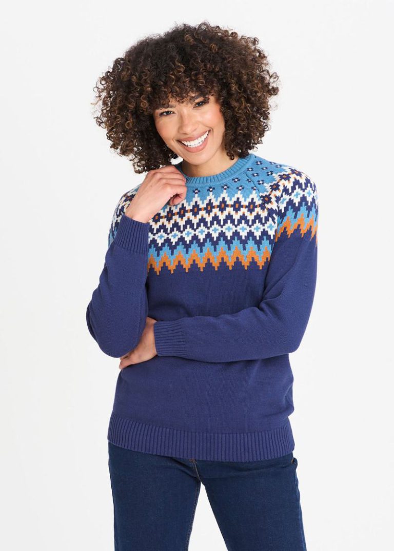 Cotton Traders Marine Cotton Fair Isle Crew Neck Jumper XS Christmas jumper from Matalan