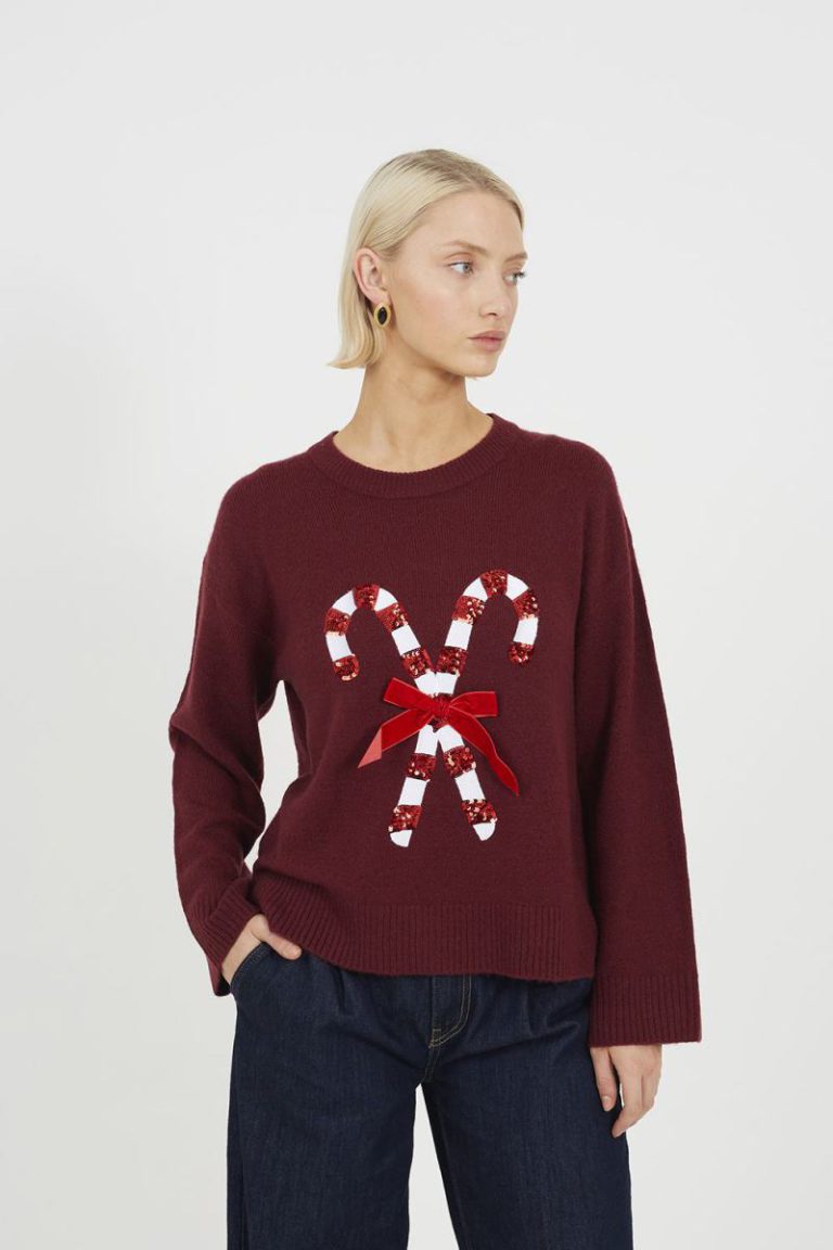 Crew Neck Sequin Graphic Christmas Jumper from Boohoo