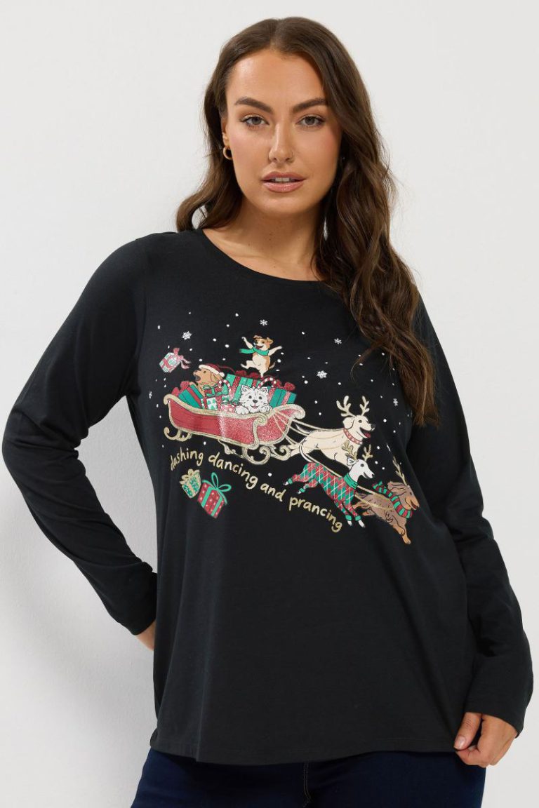 'Dashing Dancing and Prancing' Novelty Christmas T-Shirt from Boohoo