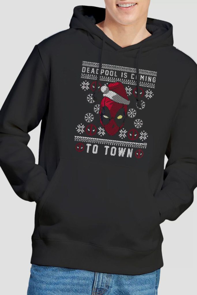 Deadpool Coming To Town Christmas Jumper Hoodie Black from Debenhams