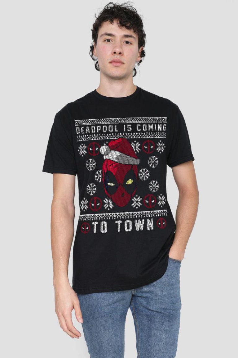 Deadpool Deadpool Coming To Town Christmas Jumper Mens T-Shirt Black from Debenhams