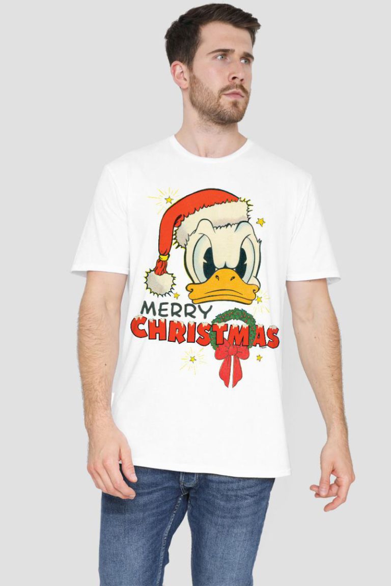 Donald Duck Merry Christmas Mens T-Shirt White from Debenhams