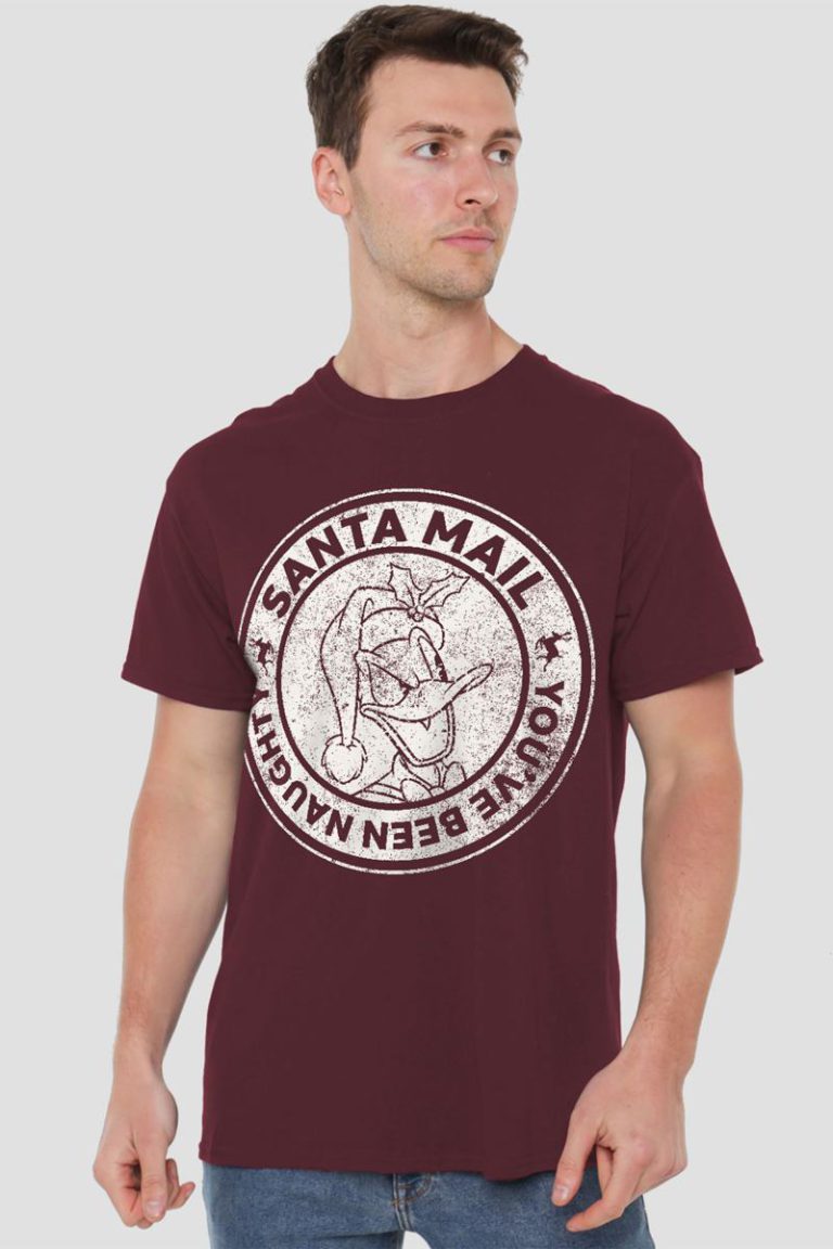 Donald Duck Vintage Naughty List Christmas T-Shirt, Burgundy from Debenhams