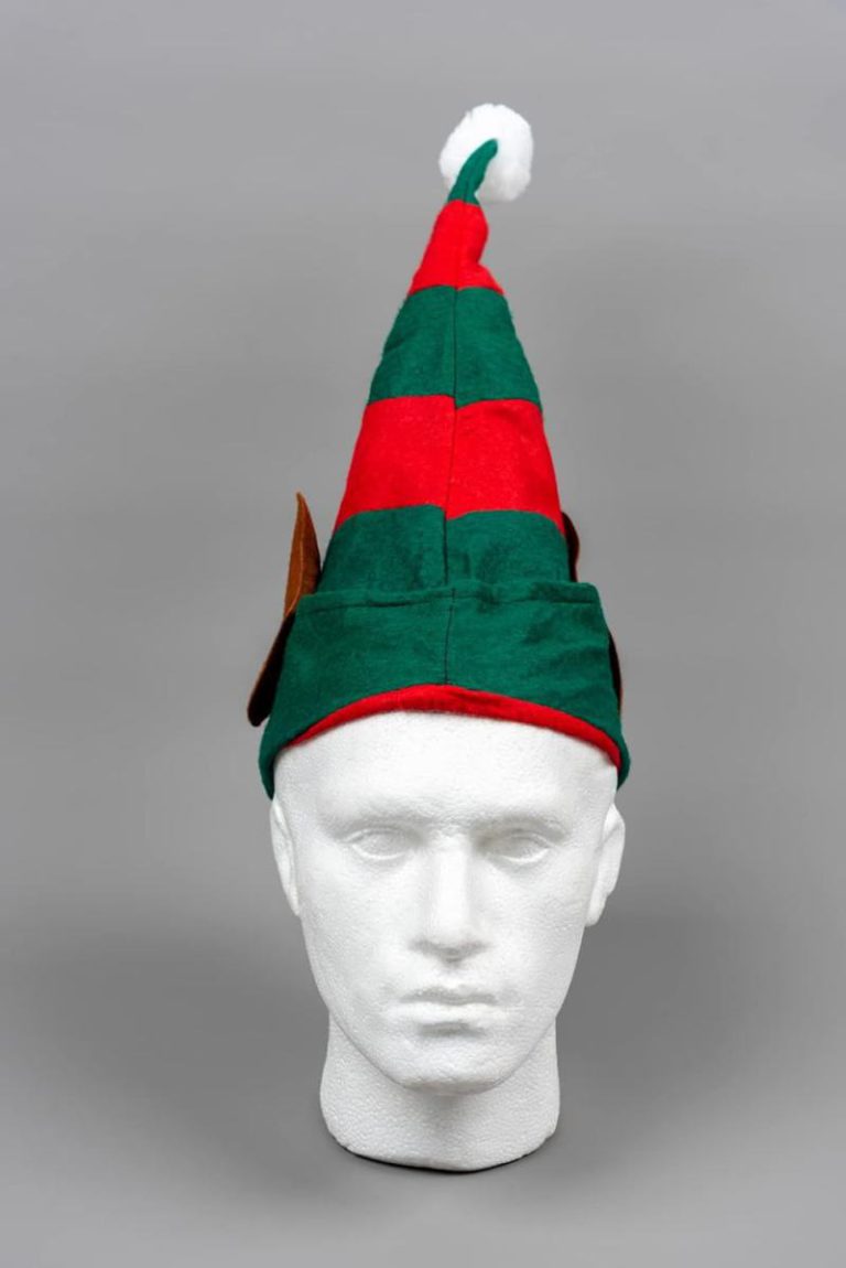 Elf Hat with Ears Xmas Santa Helper Hat Red and Green Xmas Fancy Dress Pom Party Costume Accessories One Size Adult from Debenhams