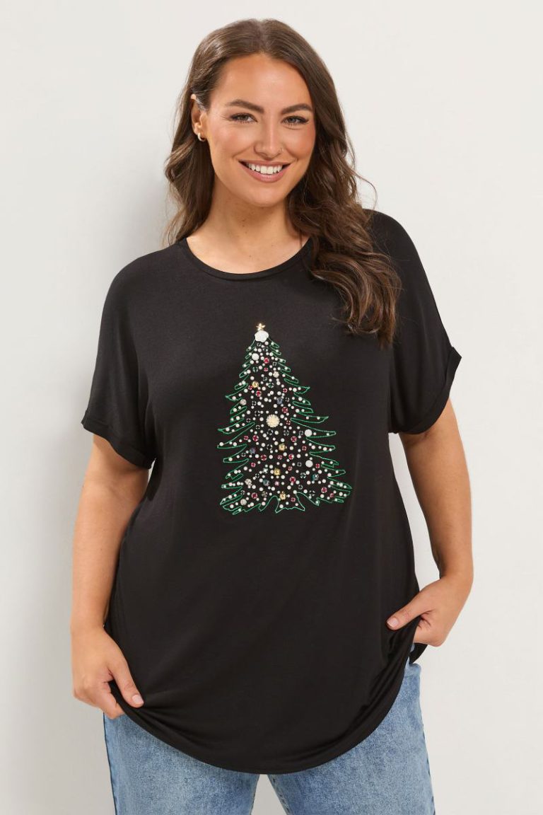 Embellished Christmas Tree Novelty T-Shirt from Boohoo