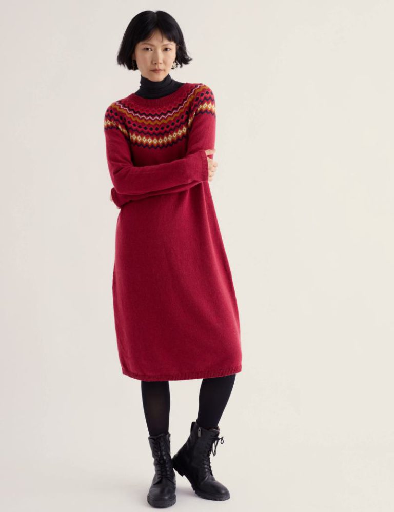 Fair Isle Crew Neck Jumper Dress with Merino Wool Christmas jumper from Marks & Spencer