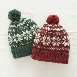 Fair Trade Nordic Snowflake Wool Knit Unisex Bobble Hat Christmas jumper from Not On The High Street