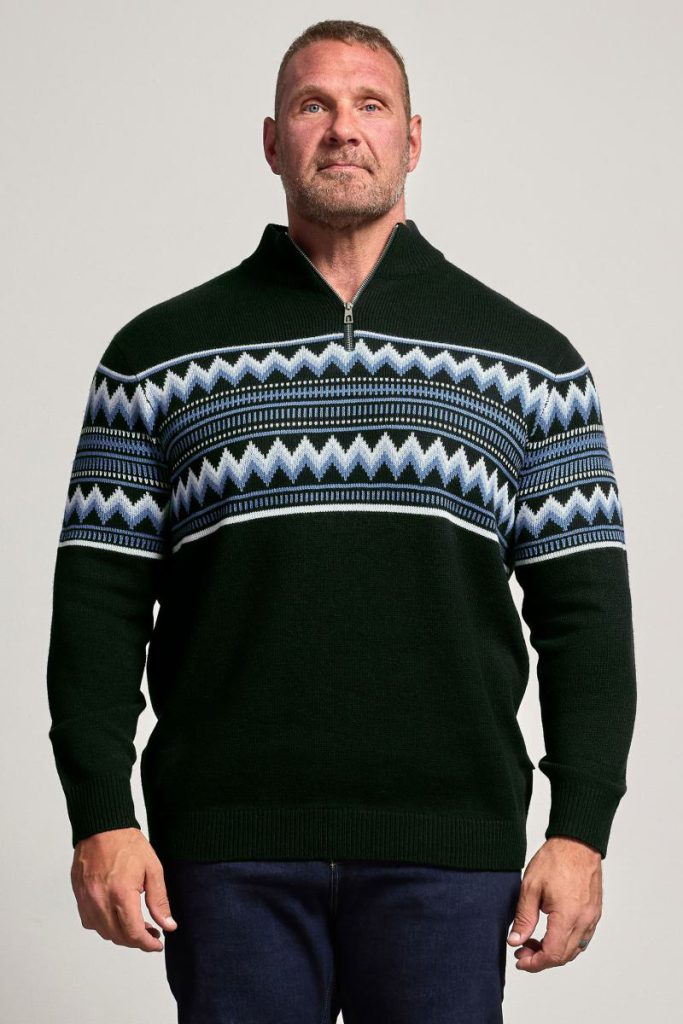 Fairisle Quarter Zip Knitted Jumper Christmas jumper from Boohoo