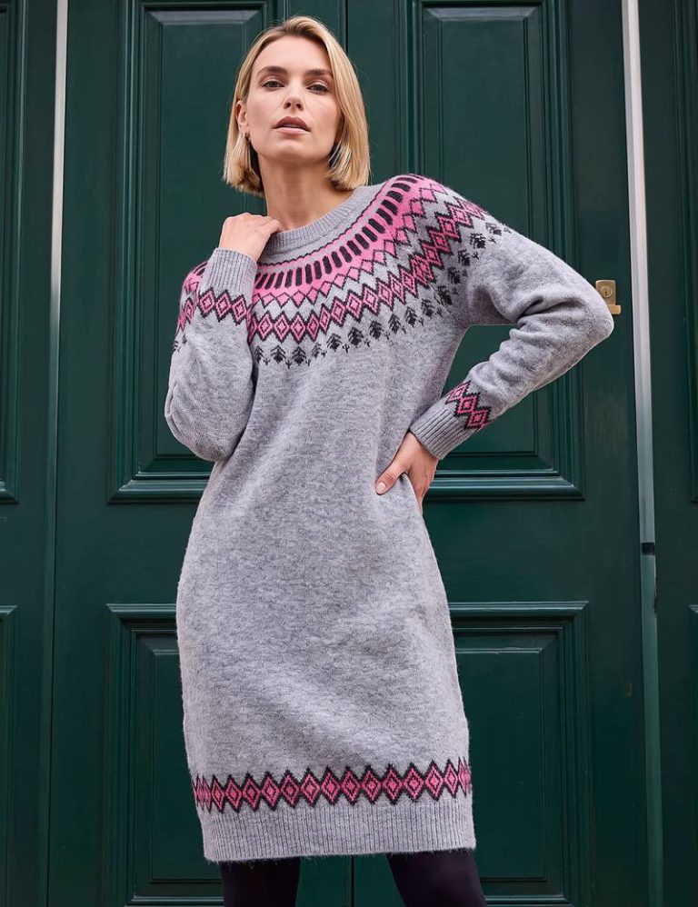 Fairisle Scoop Neck Jumper Dress Christmas jumper from Marks & Spencer