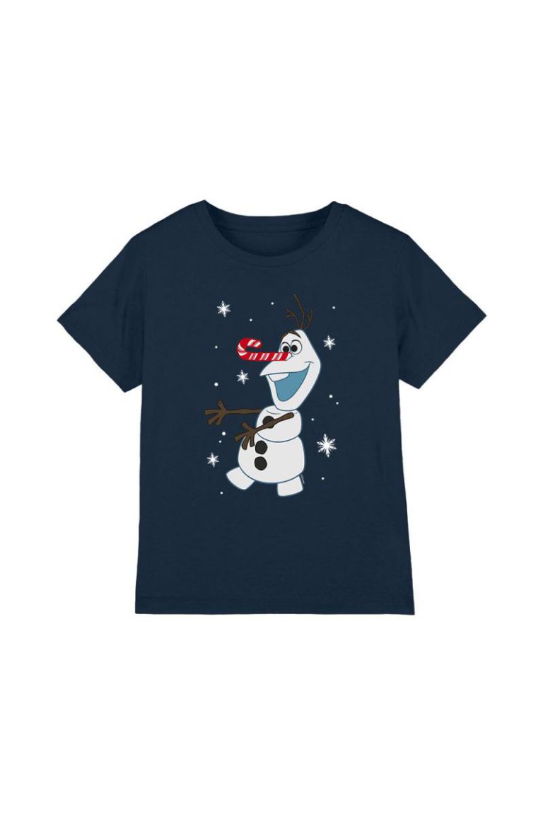 Frozen Olaf Candy Cane Christmas Kids T-Shirt Navy from Debenhams