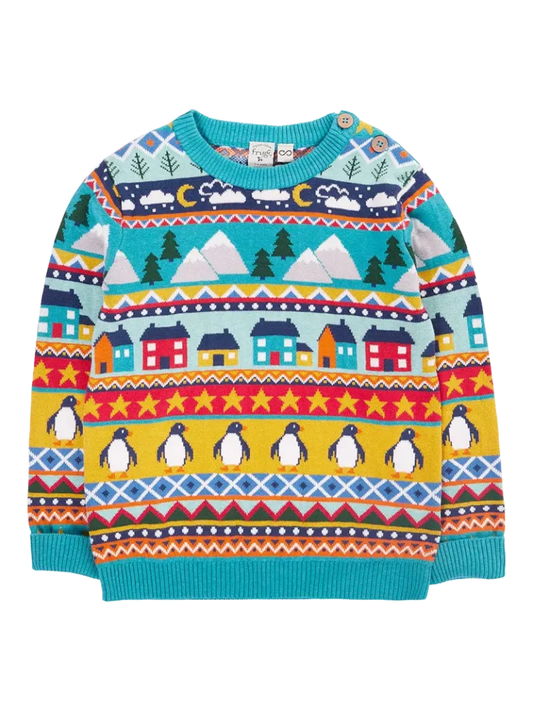 Frugi Kids' Knitted Round Neck Jumper, Festive Fair Isle from John Lewis