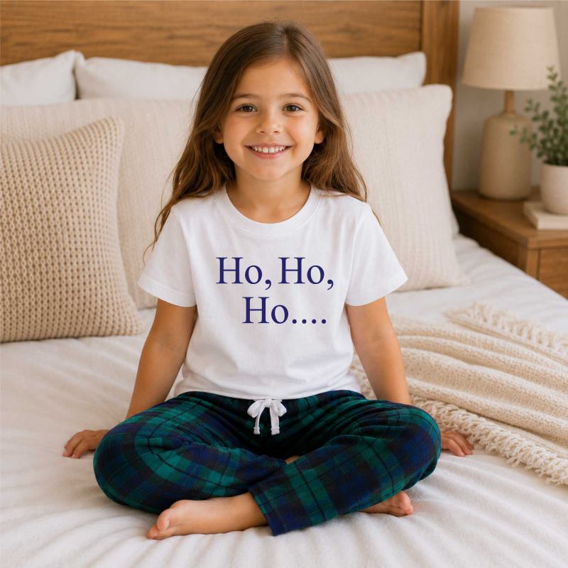Ho Ho Ho Christmas Pyjamas Children Tartan Trouser Bottoms Pyjama Set from Debenhams