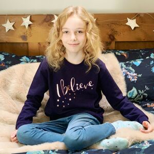 I Believe With Stars Rose Gold Kids Xmas Jumper from Not On The High Street