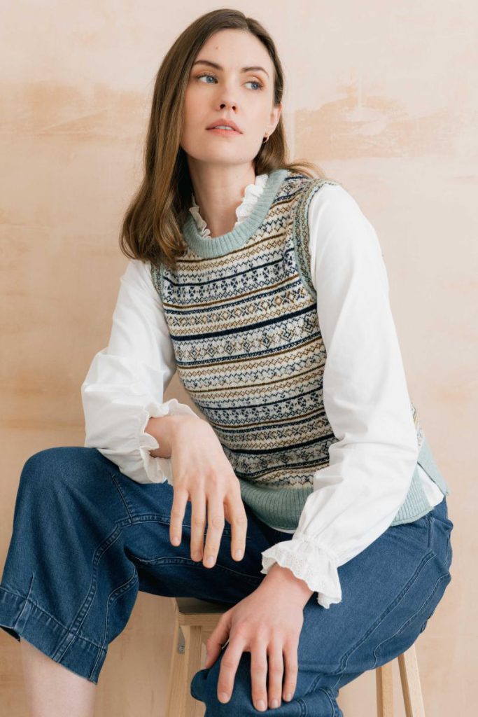 Joan Fair Isle Blended Yarn Knitted Tank with Round Neck Christmas jumper from Debenhams