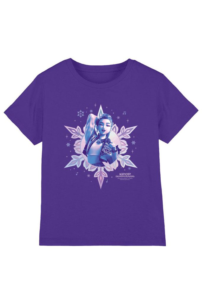 KPop Demon Hunters Christmas Rumi Snowflake Kids T Shirt, Purple from Debenhams