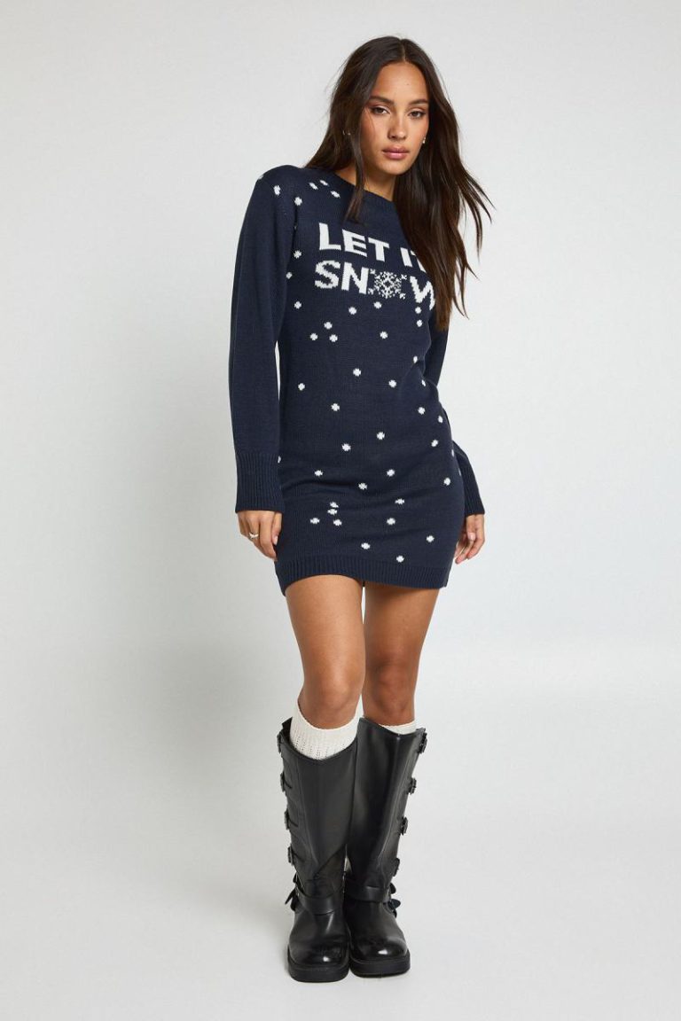 Let It Snow Christmas Jumper Dress from Boohoo