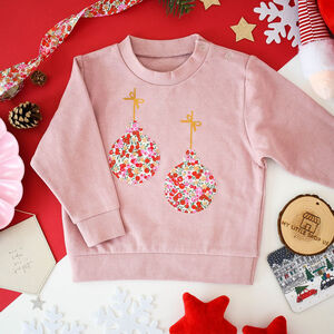 Liberty Of London Christmas Baubles Kids Jumper Pink from Not On The High Street