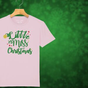 'Little Miss Christmas' Glittery Girls Christmas T Shirt from Not On The High Street