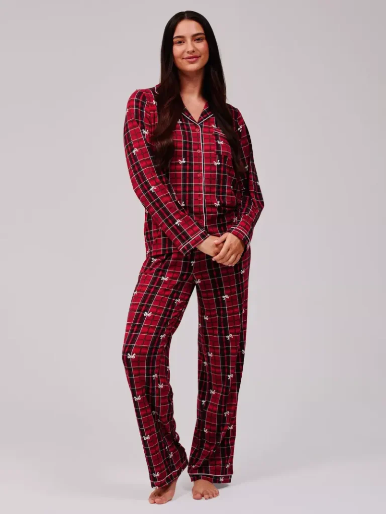Loungeable Plaid Christmas Pyjama Set, Red/Multi from John Lewis