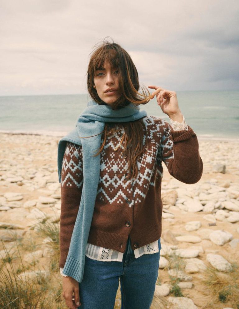 Mae Fair Isle Cardigan in Potting Soil Christmas jumper from Boden