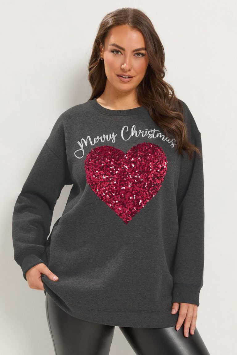 'Merry Christmas' Sequin Heart Novelty Sweatshirt from Boohoo