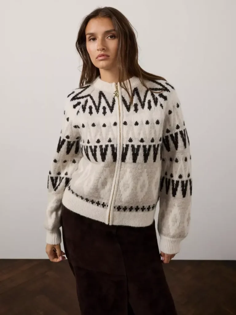 Mint Velvet Fair Isle Knit Cardigan, Natural Christmas jumper from John Lewis