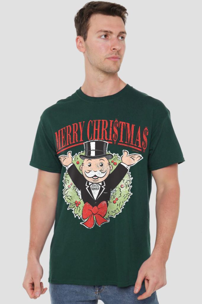 Monopoly Monopoly Man Merry Christmas T Shirt Green from Debenhams