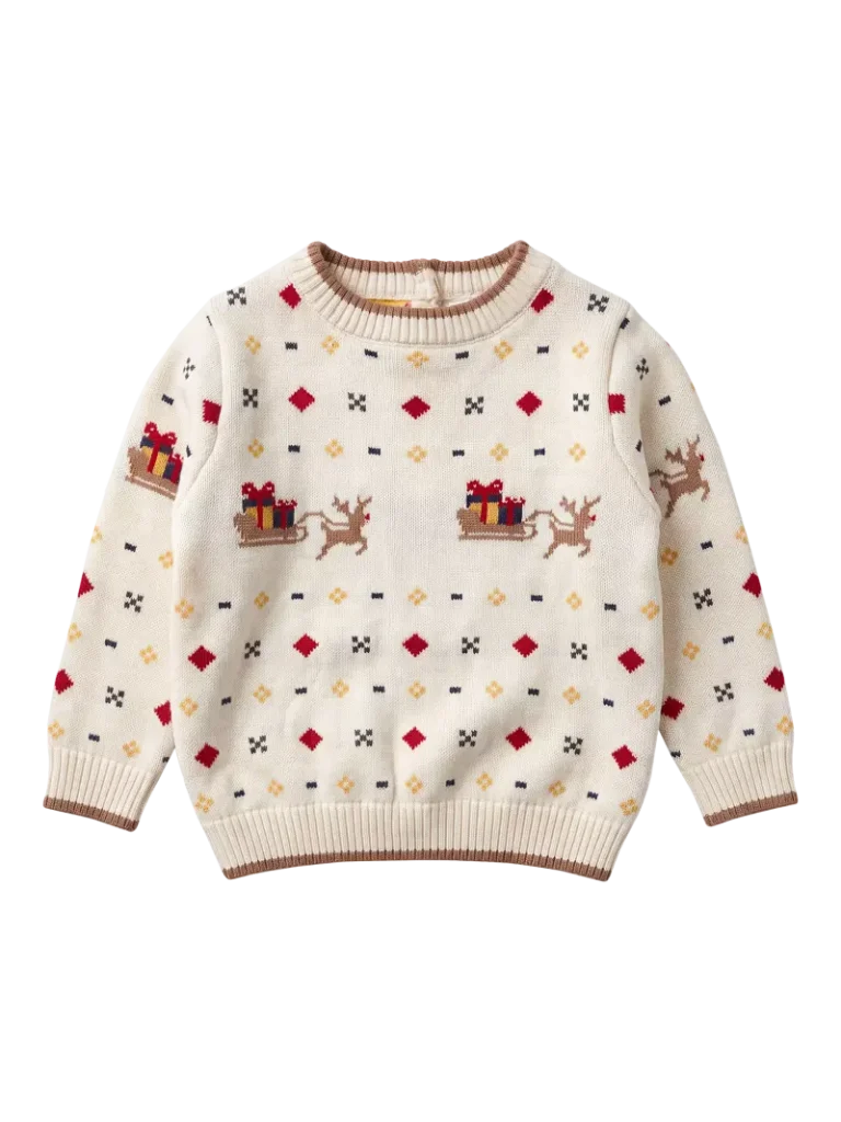MORI Baby Reindeer Fair Isle Jumper, Multi Christmas jumper from John Lewis