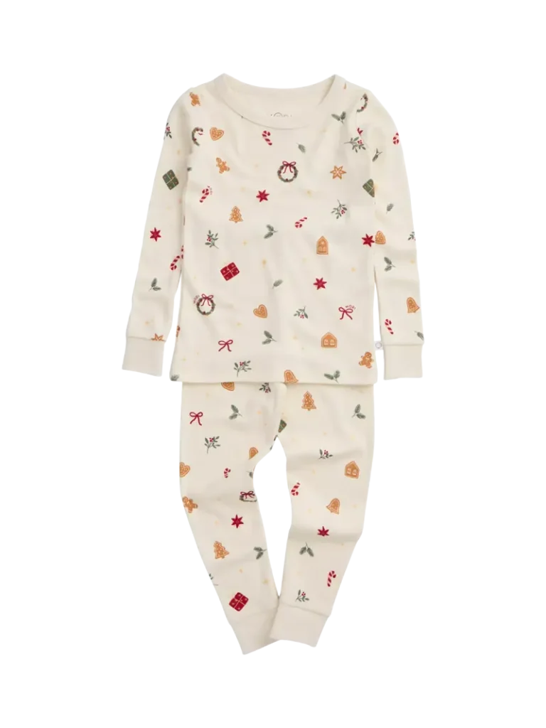 MORI Kids' Bamboo and Cotton Long Sleeved Christmas Pyjamas, White/Multi from John Lewis