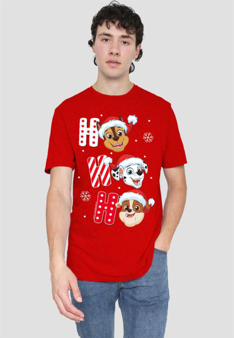 Paw Patrol Chase Marshall Rubble Christmas Santa Hats Unisex Adult Heather T Shirt, Red Heather from Debenhams