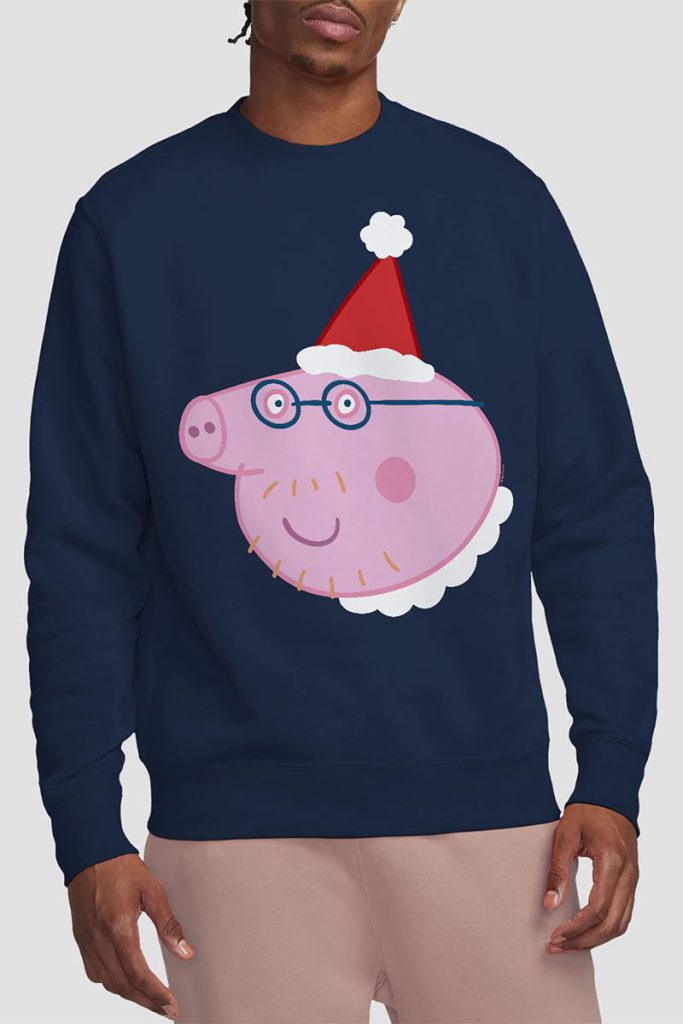 Peppa Pig Daddy Pig Santa Hat Sweatshirt, Navy Christmas jumper from Debenhams