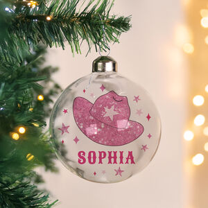Personalised Cowgirl Hat Christmas Bauble Gift from Not On The High Street