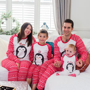 Personalised Family Matching Christmas Pyjamas Nordic Penguin from Not On The High Street