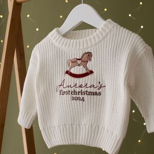 Personalised First Christmas Baby Jumper Rocking Horse from Not On The High Street