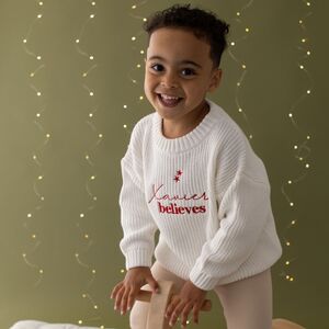 Personalised Name Believes Children's Christmas Knitted Jumper from Not On The High Street