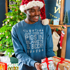 Pigs In Blankets And Beer Men's Christmas Jumper Sweatshirt from Not On The High Street