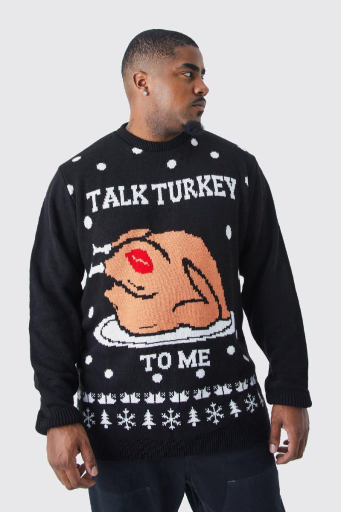 Plus Talk Turkey To Me Christmas Jumper from Boohoo