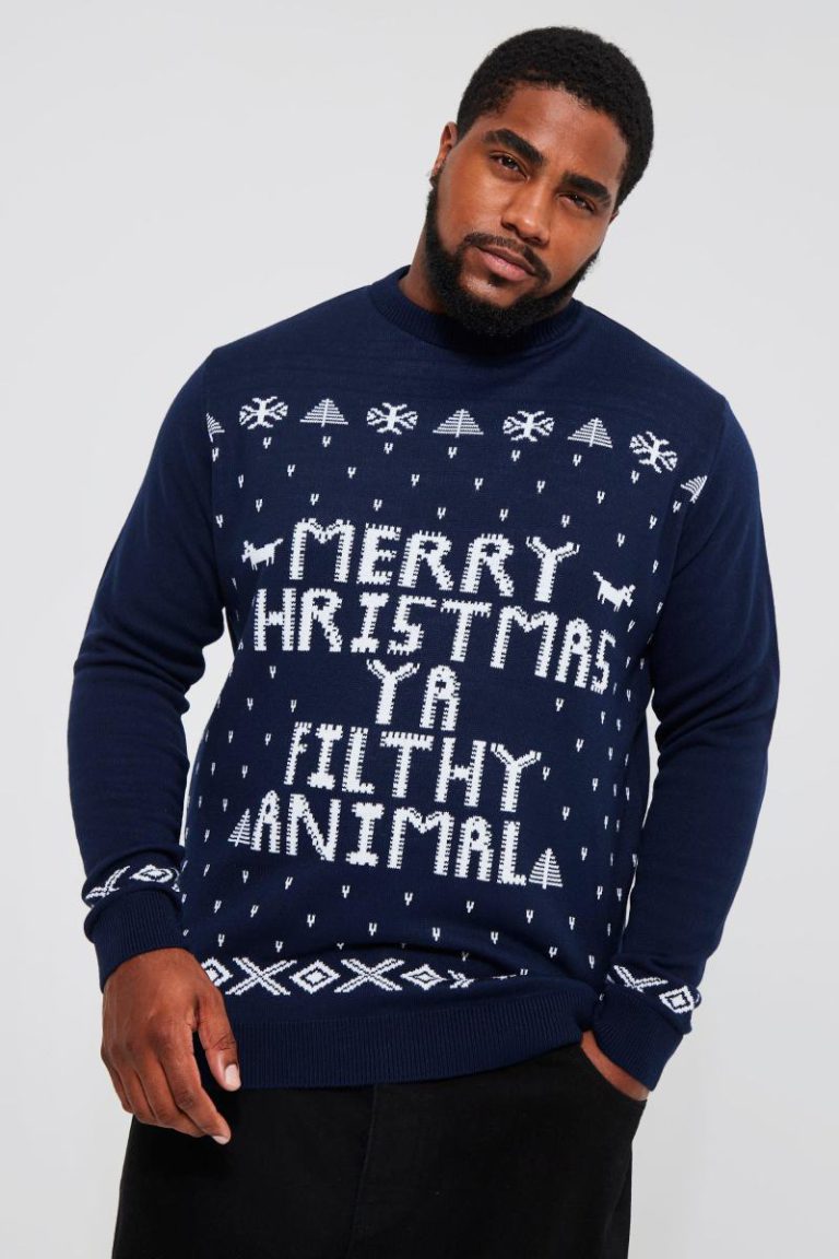 Plus Ya Filthy Animal Christmas Jumper from Boohoo