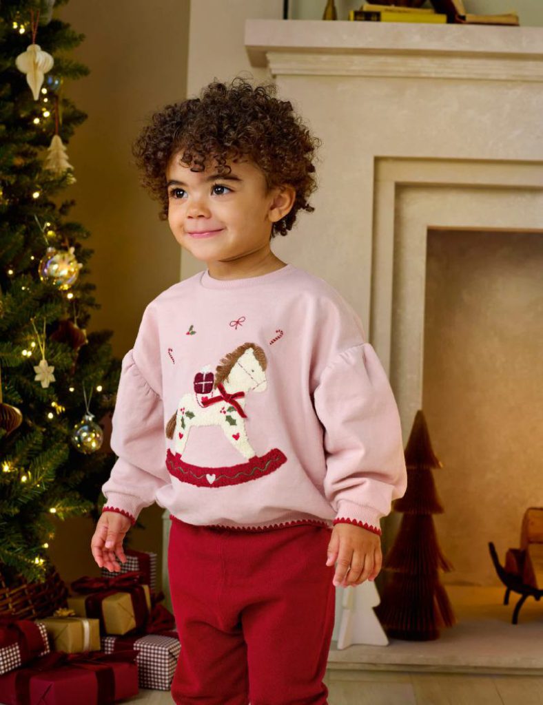 Pure Cotton Rocking Horse Christmas Sweatshirt from Marks & Spencer